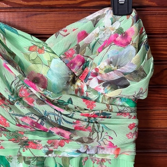 Jay Godfrey Lydia Green Floral Print Strapless Romper Shorts Size 6 Pleated - Picture 10 of 13